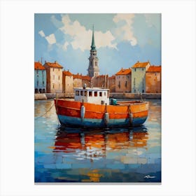 Boat In The Harbor Canvas Print