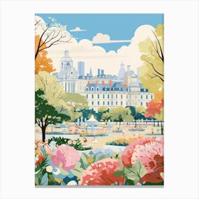 Luxembourg Gardens France Modern Illustration 1 Canvas Print