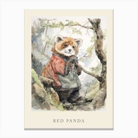 Beatrix Potter Inspired  Animal Watercolour Red Panda 2 Canvas Print