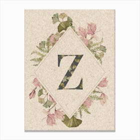 Floral Monogram Z Canvas Print