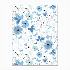 Blue Elegant Flowers Canvas Print