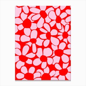 Pink and red abstract flower art print Canvas Print