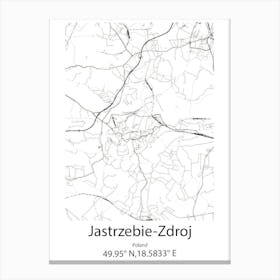 Jastrzebie Zdroj,Poland Minimalist Map Canvas Print