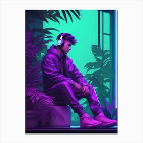 Techno Boy Chilling Canvas Print