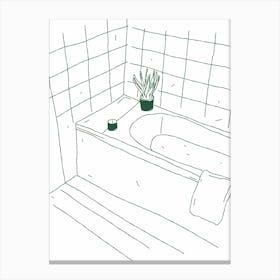 Bath Illustration Green  Canvas Print