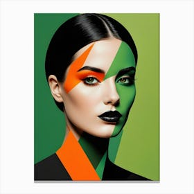 Geometric Woman Portrait Pop Art (11) Canvas Print