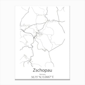 Zschopau,Germany Minimalist Map Lienzo