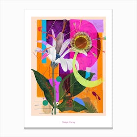 Oxeye Daisy 2 Neon Flower Collage Poster Canvas Print