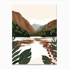 Landscape With Mountains And Leaves Canvas Print