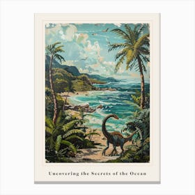 Dinosaur By The Sea Painting 2 Poster Canvas Print