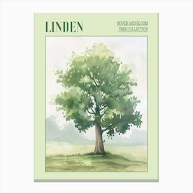 Linden Tree Atmospheric Watercolour Painting 2 Poster Canvas Print