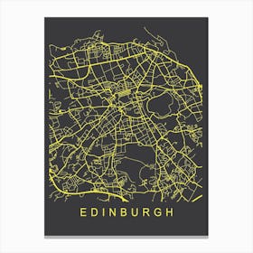 Edinburgh Map Neon Canvas Print