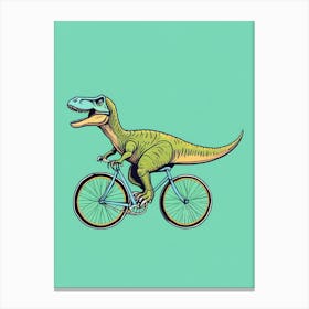 Dinosaur Riding A Bike 3 Canvas Print