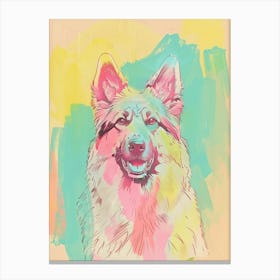 Pastel Keeshond Dog Pastel Line Illustration 2 Canvas Print