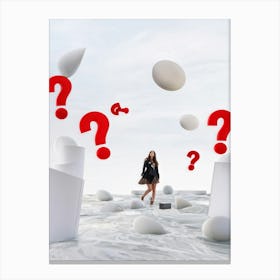 Abstract Human Concept Swirling In A Sea Of Confusion Marked By White Question Marks And Exclamation (4) Canvas Print