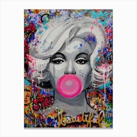 Pop Art Marilyn Monroe with Bubblegum Canvas Art Canvas Print