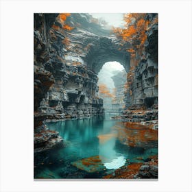 Waterfall In The Canyon Canvas Print