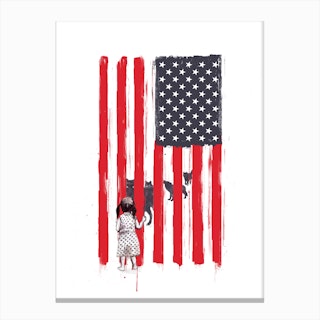Little Girl And Wolves Canvas Print