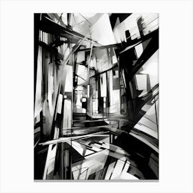 Distorted Reality Abstract Black And White 5 Canvas Print