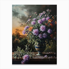 Baroque Floral Still Life Asters 6 Canvas Print