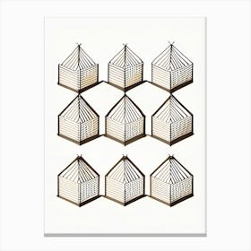 Row Of Beehives 2 William Morris Style Canvas Print