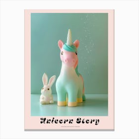 Pastel Toy Unicorn & Toy Bunny 3 Poster Canvas Print