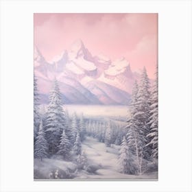 Dreamy Winter Painting Grand Teton National Park United States 1 Canvas Print