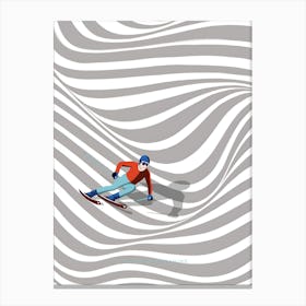 Skier On A Striped Background Canvas Print