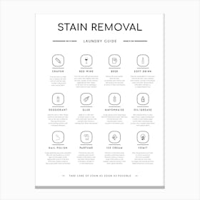 Stain Removal Laundry Guide Canvas Print