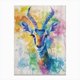 Gazelle Colourful Watercolour 3 Canvas Print
