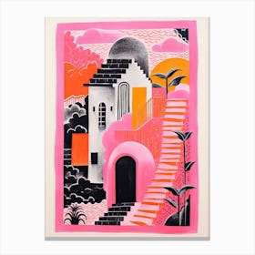 A House In Dubai, Abstract Risograph Style 2 Canvas Print