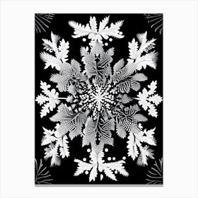 Winter Snowflake Pattern, Snowflakes, Linocut 4 Canvas Print
