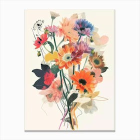 Gerbera Daisy 3 Collage Flower Bouquet Canvas Print