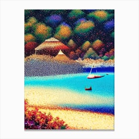 Koh Phayam Thailand Pointillism Style Tropical Destination Canvas Print