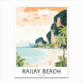 Railay Beach, Thailand Maximalist Travel Poster Vibrant Colour Canvas Print