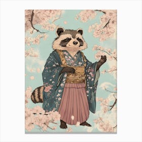 Raccoon In Cherry Blossoms Canvas Print