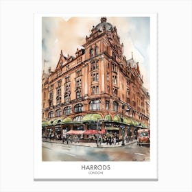 Harrods 3 Watercolour Travel Poster Canvas Print