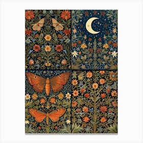 William Morris Moon And Butterflies 2 Canvas Print