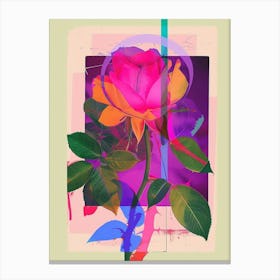 Rose 6 Neon Flower Collage Canvas Print