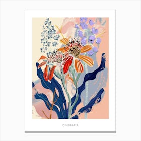 Colourful Flower Illustration Poster Cineraria 5 Canvas Print