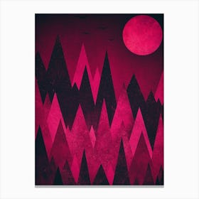 Abstract Forest Graphic Moon Red Canvas Print
