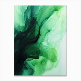 Green And Black Flow Asbtract Painting 0 Canvas Print