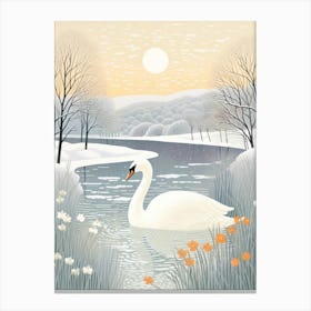 Winter Bird Painting Swan 1 Canvas Print