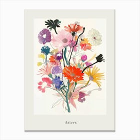 Asters 3 Collage Flower Bouquet Poster Canvas Print