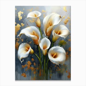 Gold Plated White Calla Lily Flowers Pt. 2 Canvas Print