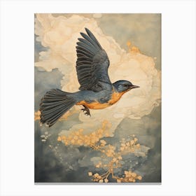 Eastern Bluebird 1 Gold Detail Painting Canvas Print