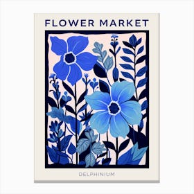 Blue Flower Market Poster Delphinium 4 Canvas Print