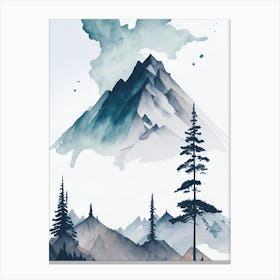 Mountain And Forest In Minimalist Watercolor Vertical Composition 191 Canvas Print