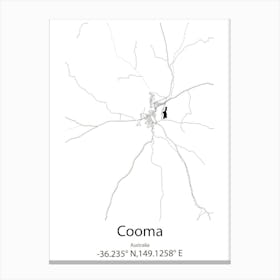 Cooma,Australia Minimalist Map Canvas Print