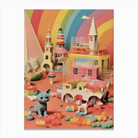 Plastic Retro Toy Kittens Kitsch Canvas Print